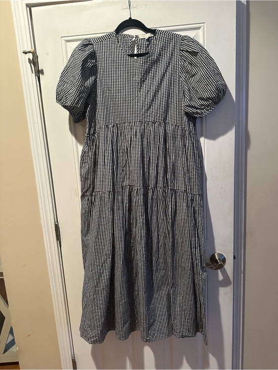 Eri & Ali Dresses & Skirts - Anthropologie Eri + Ali Black & White Gingham Tiered Maxi Dress Puff Sleeves